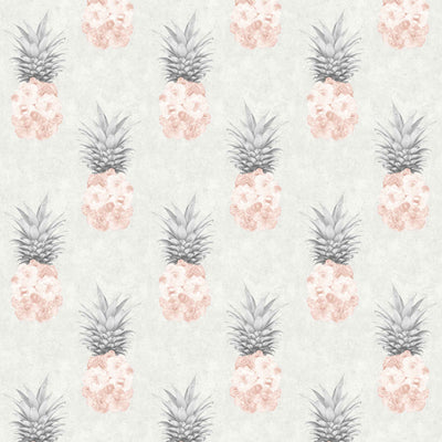 Floral Pineapple Feature Wallpaper in Blush Pink